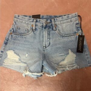 Blank NYC Washed Light Blue Distressed Denim Cutoff Shorts